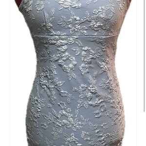 Elegant Periwinkle Floral Lace Mini Dress Bodycon Junior’s Sz S Formal Wedding